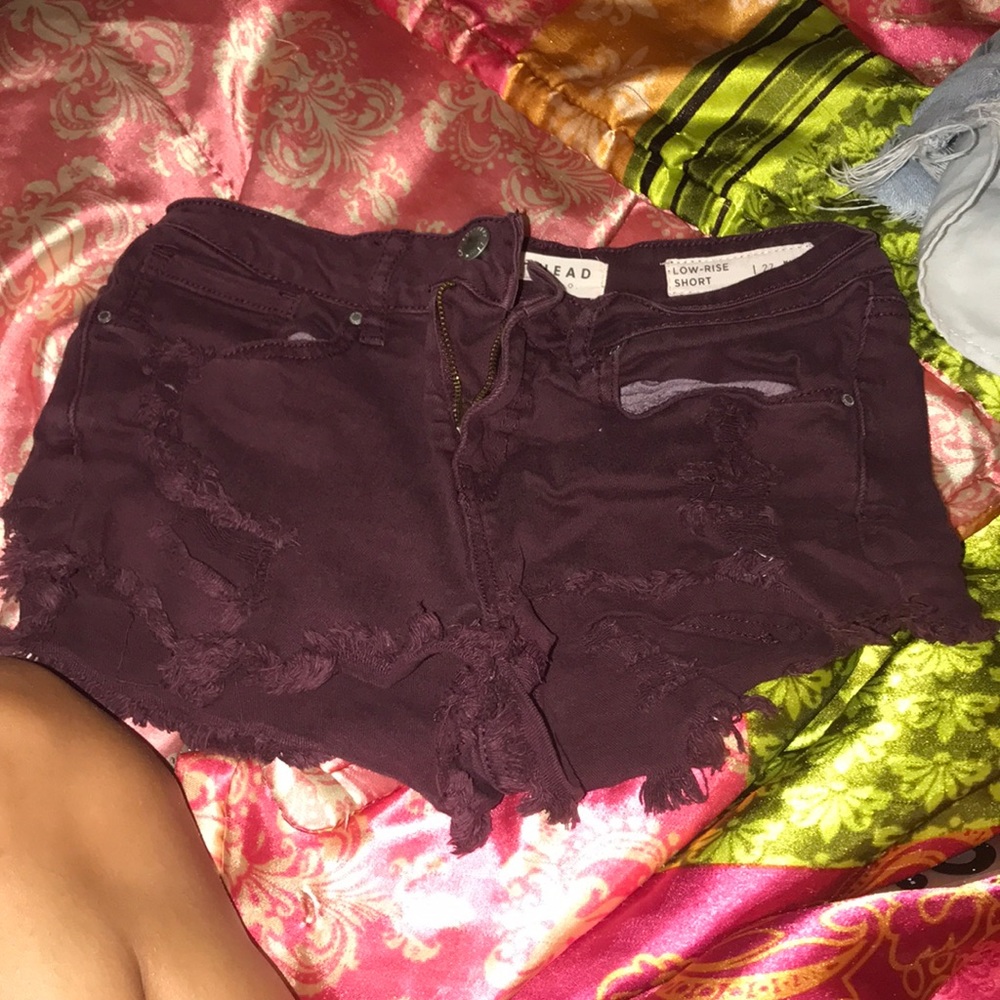 Low rise red jean shorts
